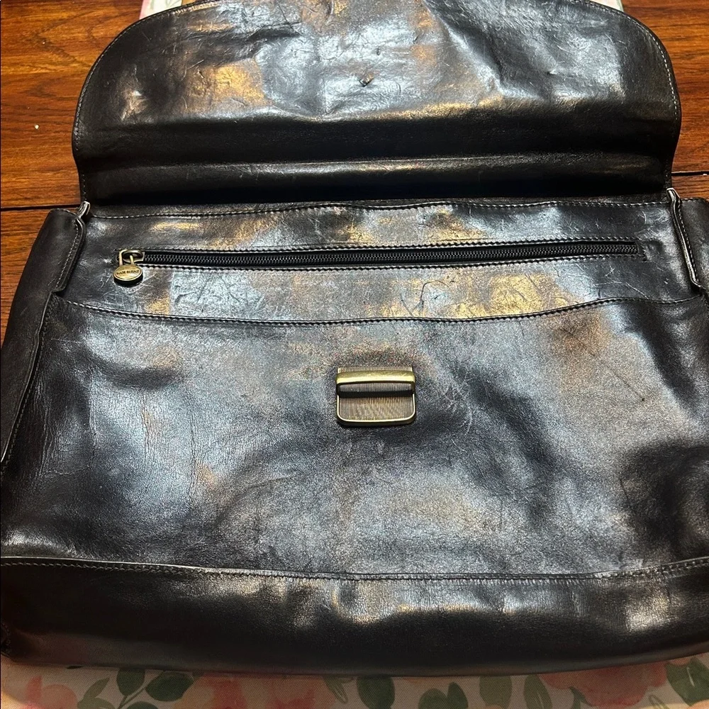 FELLINI Firenze’ Black Leather Briefcase Laptop Bag **DAMAGED**